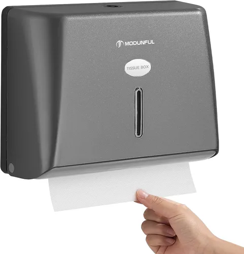 Miniatura 4 de Modunful Dispensador de toallas de papel montado en la pared, sin contacto, sin taladro, de alta capacidad, plegado en Z, plegable, multipliegue