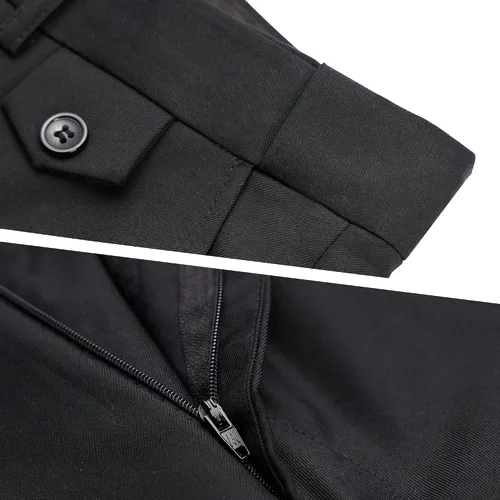 Miniatura 7 de MAGE MALE Traje negro de 3 piezas para hombre, elegante, liso, con un botón, ajustado, de un solo pecho, para fiesta, blazer y pantalones, Negro 0211