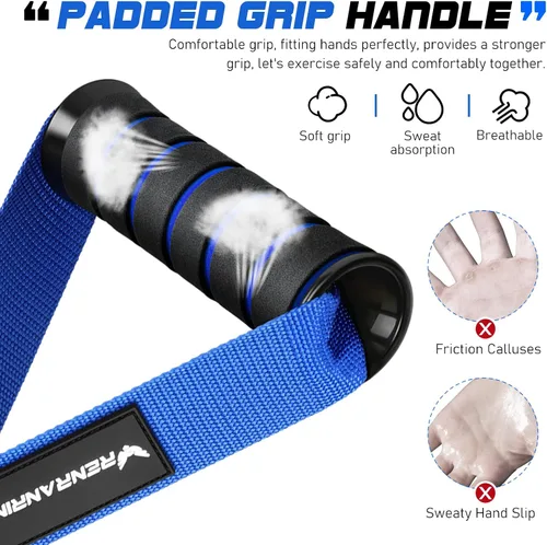 Miniatura 3 de RENRANRING Bandas de resistencia y asas de ejercicio, bandas de ejercicio de 5.9 pies para terapia física, estiramiento, recuperación, pilates