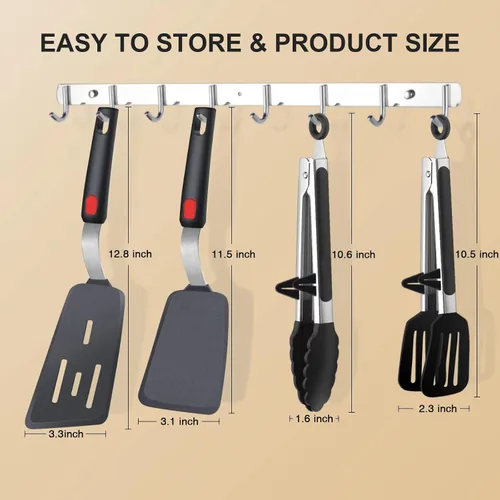 Miniatura 7 de Juego de 4 espátulas de silicona flexible y pinzas para alimentos de cocina con puntas de silicona, resistente al calor de 600 °F, ideal