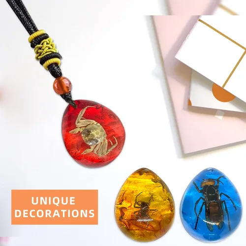 Miniatura 5 de 8 piezas de fósiles de ámbar con insectos, colgantes de fósiles de ámbar BOSOIRSOU, diferentes especímenes de insectos, insectos preservados
