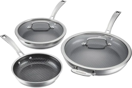 Cuisinart FusionPlus - Juego de utensilios de cocina antiadherentes de acero inoxidable, juego de cocción de sartenes de 5 piezas con tecnología