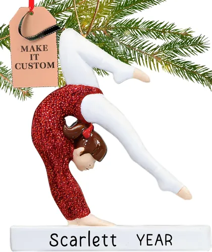Adorno de gimnasia personalizado 2026 | Adornos de Navidad deportivos grabados con láser para árbol | Regalo de recuerdo personalizado para niña con