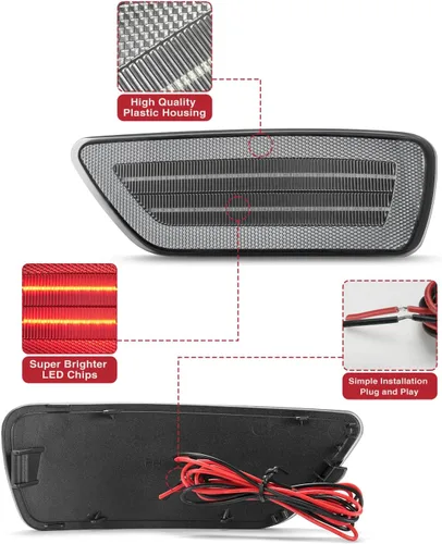 Miniatura 3 de Luces Reflectantes LED para Parachoques Trasero Compatibles con Luz Antiniebla para Jeep Compass 2011-2017, Conjunto de Luces para Grand Cherokee