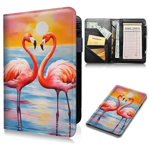 Miniatura 29 de Libros de mesero para camarera, cartera de cuero sintético con bolsillo con cremallera para mesero, organizador de libros para meseros, delantal