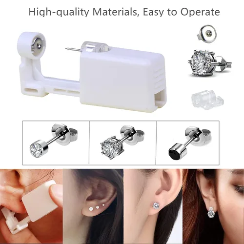 Miniatura 3 de Kit de perforación de oreja Paquete de 6 pistolas de perforación de oreja, kit desechable para piercings de oreja con aretes de seguridad, kit
