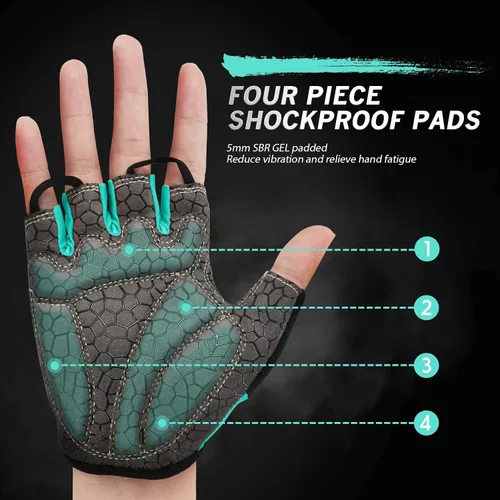 Miniatura 2 de Guantes de bicicleta para hombres y mujeres con almohadilla antideslizante que absorbe los golpes, guantes de ciclismo ligeros de medio dedo