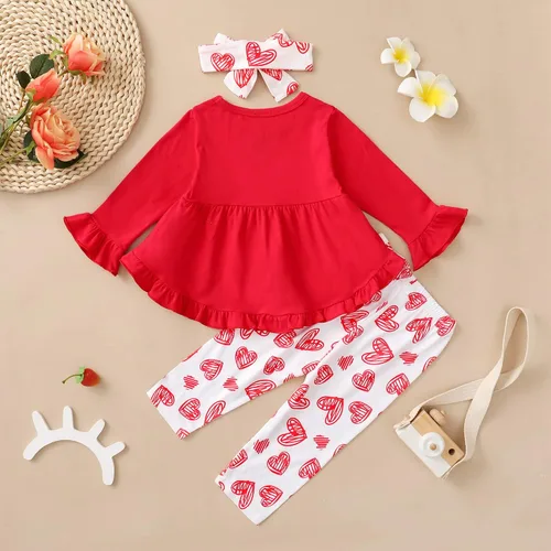Miniatura 145 de Kucnuzki Conjunto de ropa para bebé niña pequeña, camisa de manga con volantes, pantalón floral, ropa de otoño e invierno para niña