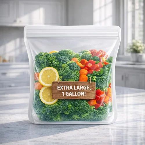 Miniatura 2 de Albino Monkey Bolsa de almacenamiento de alimentos de silicona reutilizable XXL de 1 galón (135 onzas), bolsa hermética a prueba de fugas