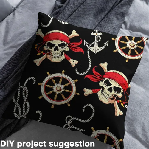 Miniatura 4 de Feelyou Tela de Calavera de Piratas por Yarda, Tela de Tapicería de Océano Náutico para Sillas, Elementos Decorativos Temáticos de Ancla Aventurera