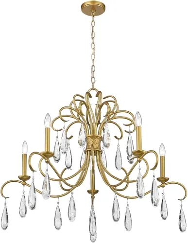 Miniatura 4 de Z-Lite Lámpara de araña Amara 3039-38GG, 5 luces, 300 vatios en total, oro dorado