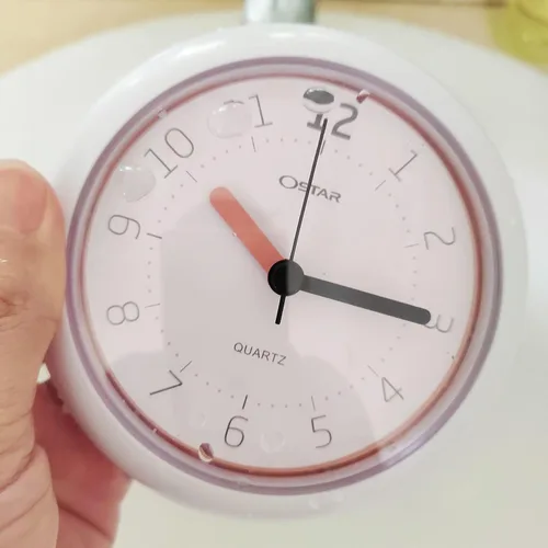 Miniatura 2 de OSTAR Reloj de ducha de 2 piezas, resistente al agua, analógico, de cuarzo, soporte colgante de doble propósito, funciona con pilas AA