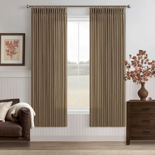 Miniatura 25 de TWODRAPES Cortinas de Lino Plisadas con Pinza Beige Blancas de 54 Pulgadas de Largo 2 Paneles para Comedor Cocina Dormitorio Plisadas Semi