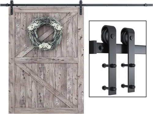 Miniatura 14 de SMARTSTANDARD Kit de herrajes para puerta corrediza de granero heavy duty resistente de 5 pies, suave y silencioso, incluye instalación detallada