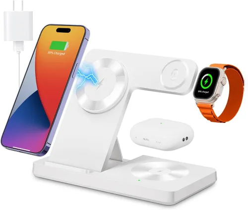 Miniatura 10 de Estación de carga inalámbrica magnética 3 en 1 para Magsafe iPhone 12-17 Series, estación de carga para múltiples dispositivos, soporte de cargador