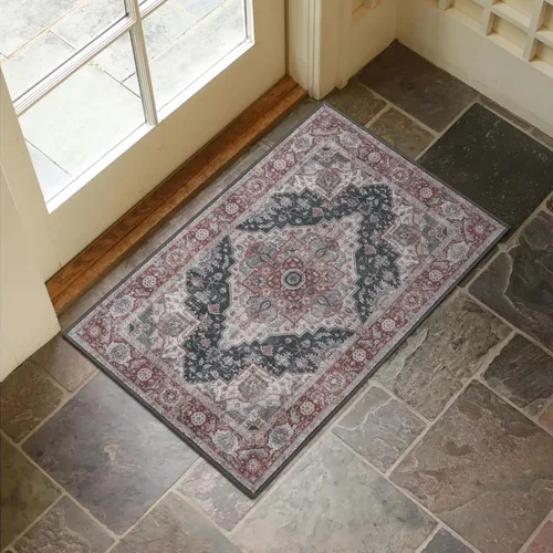 Miniatura 40 de Collive Tapete lavable para puerta de interior, antideslizante, alfombra de entrada retro de 20 x 32 pulgadas, tapete de entrada de absorción Multi