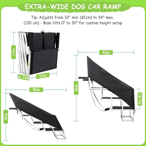 Miniatura 4 de Escaleras para perros con barandilla para perros grandes, escalón extra ancho de 20 pulgadas, 4 escalones de 34 pulgadas con superficie