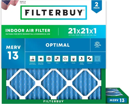 Miniatura 49 de Filterbuy Filtro de aire MERV 13 de 8 x 14 x 1 pulgadas, protección óptima contra el humo y la alergia (paquete de 2), filtros electrostáticos