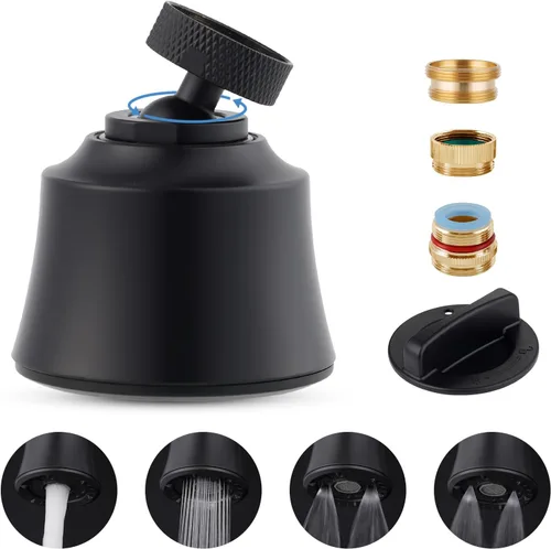 Miniatura 8 de Hygie Rinse Cabezal de repuesto para grifo de fregadero de cocina, accesorio rociador de 4 rociadores con 2 juntas de bola, giro de ángulo grande