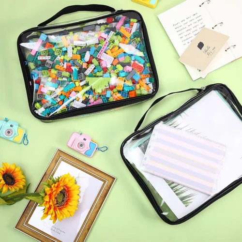Miniatura 7 de Sanwuta 6 paquetes de bolsas de almacenamiento para juguetes, estuches organizadores de PVC con cremallera, contenedor impermeable