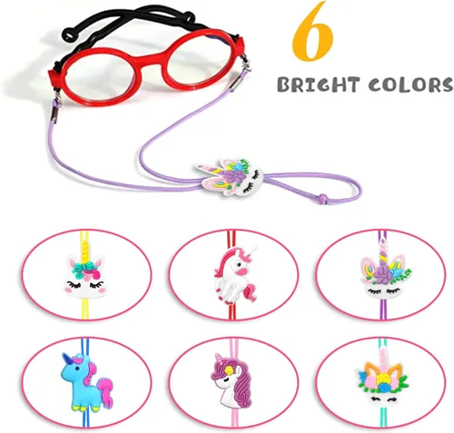 Miniatura 4 de SKYCOOOOL 24 correas para gafas para niños, ajuste de unicornio arcoíris, correas antideslizantes de silicona para gafas, retenedor de gafas