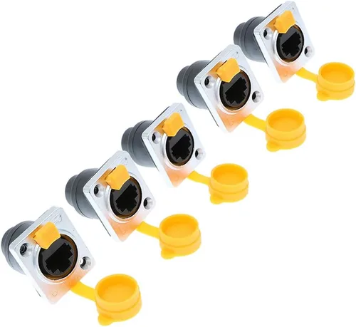 Miniatura 6 de PENGLIN Acoplador de montaje en panel RJ45, conector de panel RJ45 tipo D, CAT6/5E/CAT5 hembra a hembra, enchufe de paso de red LAN con tapa