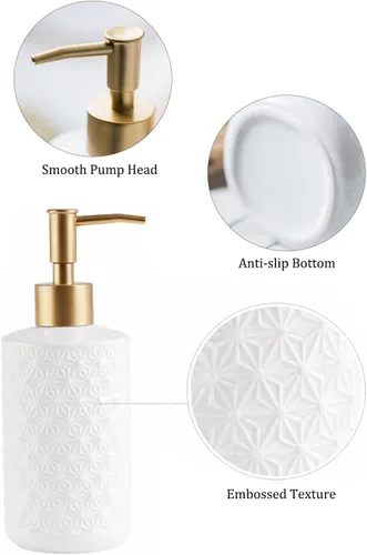 Miniatura 4 de Juego de accesorios de baño de cerámica, paquete de 4 conjuntos de baño para baño, incluye 1 dispensador de loción, 1 soporte para cepillo