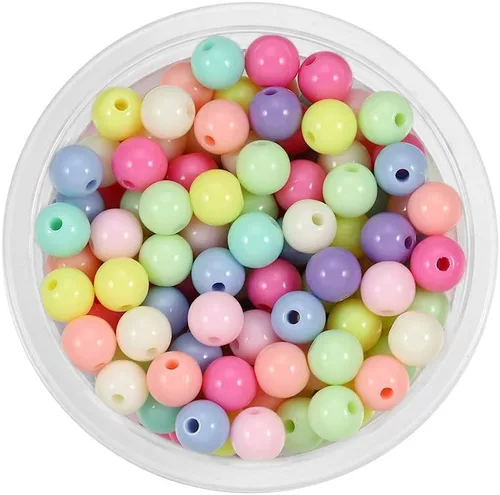 Miniatura 31 de 200 cuentas redondas acrílicas de 0.394 a 0.787 pulgadas (6 a 0.787 in) de color caramelo, cuentas espaciadoras sueltas para manualidades para hacer