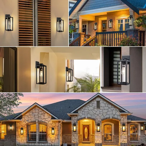 Miniatura 7 de FILIYANO Luces de Pared Grandes para Exteriores de 16 Pulgadas - Paquete de 2 Luminarias Exteriores Modernas Negras con Pantalla de Vidrio