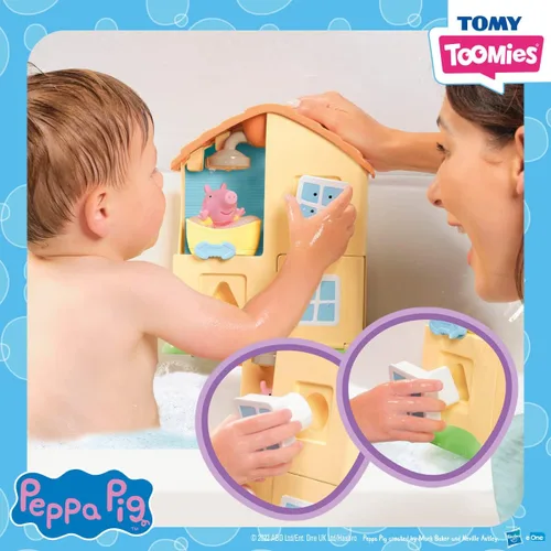 Miniatura 5 de TOMY Toomies Peppa Pig House Set de Juguetes de Baño – Centro de Actividades para Bañera de Niños Pequeños con Ventosa – Juguetes de Baño para Bebés