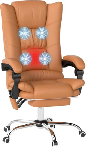 Miniatura 10 de Vinsetto Silla de oficina de masaje ejecutivo con 4 vibraciones y calor, 3 modos, silla giratoria de piel sintética con altura ajustable, respaldo