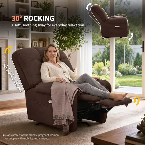 Miniatura 5 de EONIX Mordern - Silla reclinable mecedora de masaje, reclinable mecedora eléctrica de doble motor para espacios pequeños, silla reclinable Lazy Boy