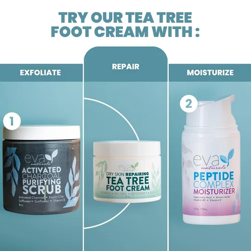 Miniatura 8 de Eva Naturals Crema de pies de árbol de té – Loción hidratante para pies y bálsamo para talones y pies secos y agrietados con menta, mentol, menta