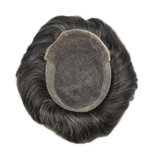 Miniatura 5 de Toupee para hombres, pieza de cabello humano real, suave, sistema de reemplazo de encaje suizo para hombre, pieza de pelo de tupé, protesis capilar