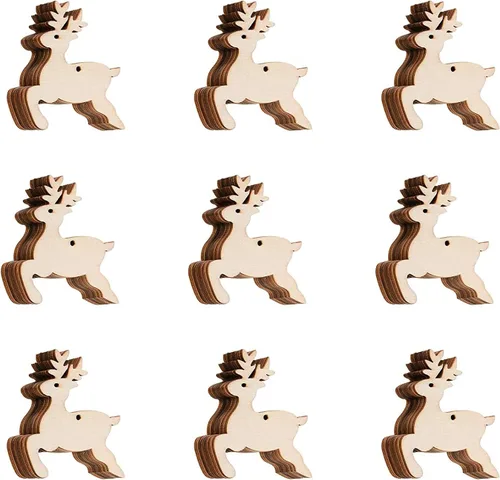 Miniatura 8 de 100 piezas de rebanadas de madera, adornos de madera de Navidad sin terminar, adornos colgantes, manualidades para arte, manualidades, decoración