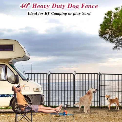 Miniatura 2 de Corralito para perros, 40 pulgadas de altura, 14 paneles de valla resistente para perros con puerta, corral de ejercicio antioxidante para perros