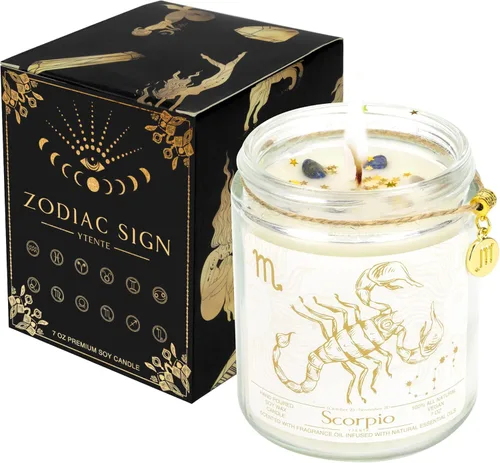 Miniatura 11 de Regalo de velas de signo del zodiaco Sagitario, tarro de velas de cristales del signo del zodiaco, astrología con aroma a lavanda, velas de soja