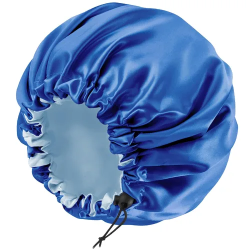 Miniatura 27 de Gorro de seda de satén para cabello rizado, gorro trenzado para dormir, para mujer, grande, doble capa ajustable (2 unidades, negro)