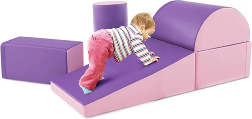 Costzon 5 juguetes de escalada para niños pequeños, estructura de juego de bloques de espuma suave, escaladores para el desarrollo infantil, Púrpura