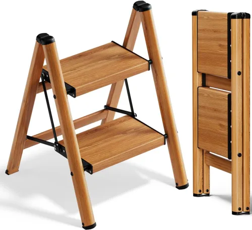Miniatura 22 de SOLADDER Escalera de 6 escalones, taburete plegable con mango y pedal ancho antideslizante, escalera de escalera portátil de aluminio ligero