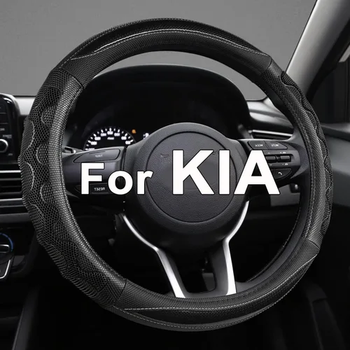 Funda para Volante GIANT PANDA para Kia Soul, Sportage, Forte, Optima, Telluride (3D Honeycomb-Negro-Tamaño Estándar)