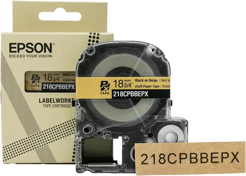 Miniatura 14 de Epson LABELWORKS 218BMBEPX - Cartucho de cinta de PET (poliéster), color negro sobre beige mate, 3/4 pulgadas de ancho, 26 pies