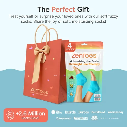 Miniatura 8 de ZenToes Calcetines hidratantes para tratamiento de talón agrietado, vitamina E, calcetines de talón con infusión de aceite de oliva y aceite de Azul