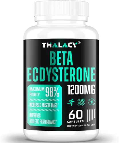 1200MG Beta Ecdysterone Supplement, 98% Pureza Máxima Ecdysterone Suplementos para masa muscular magra, rendimiento atlético y fuerza, 60 cápsulas