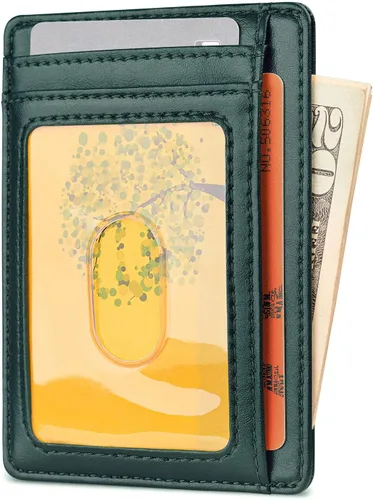 Miniatura 2 de Buffway - Billetera delgada minimalista de cuero con protección RFID para hombre y mujer