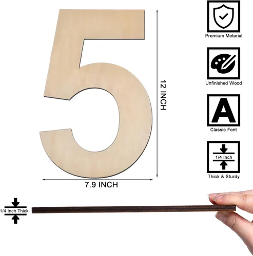 Miniatura 29 de Letra M de madera de 12 pulgadas de grosor, letra de madera grande sin terminar de 1/4 de pulgada de grosor para decoración de pared del hogar