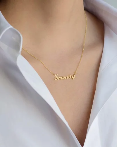 Miniatura 2 de Collar personalizado con nombre, chapado en oro de 14 quilates, collares personalizados para mujeres, joyas con nombre, collares de placa con nombre