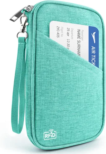 Miniatura 13 de Cartera de pasaporte para la familia con RFID, organizador de documentos de viaje, impermeable para mujeres, billetera de pasaporte portátil