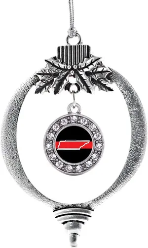 Miniatura 13 de Inspired Silver - Bonita bandera estadounidense - Adorno de Navidad plateado - Adorno de árbol de Navidad con dije circular con circonita cúbica