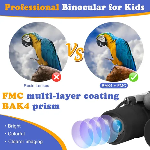 Miniatura 4 de Binoculares reales para niños. Regalos para niños de 3 a 12 años. Niños o niñas. Binoculares compactos de juguete de 8x21 con óptica de alta